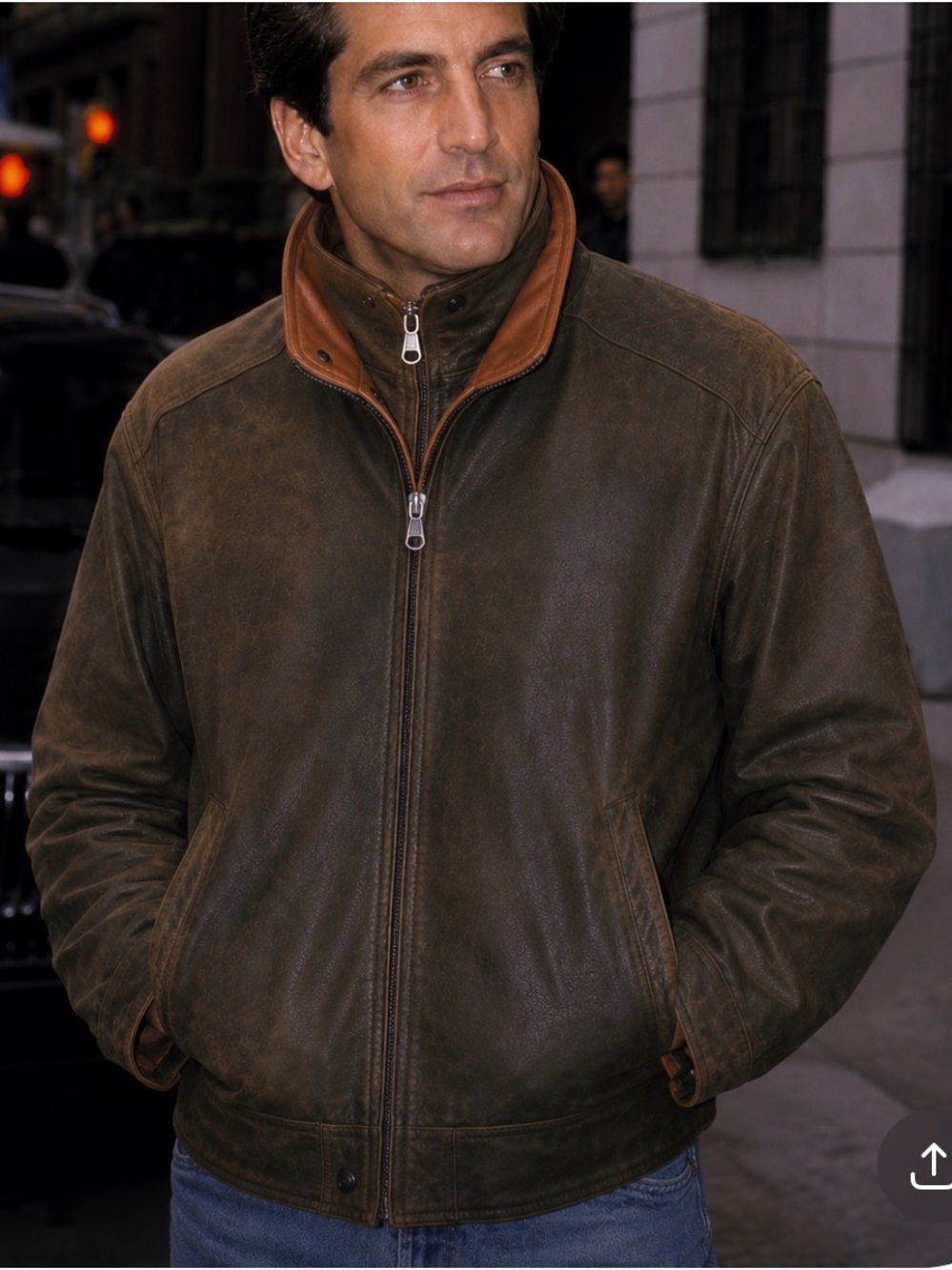 Remy leather made in USA Men's Brown Leather Bomber Jacket - Classic Casual Coat